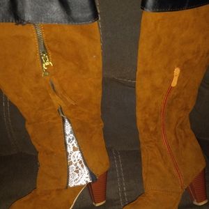 Yedhsi women's high heel tube retro long tassel boots